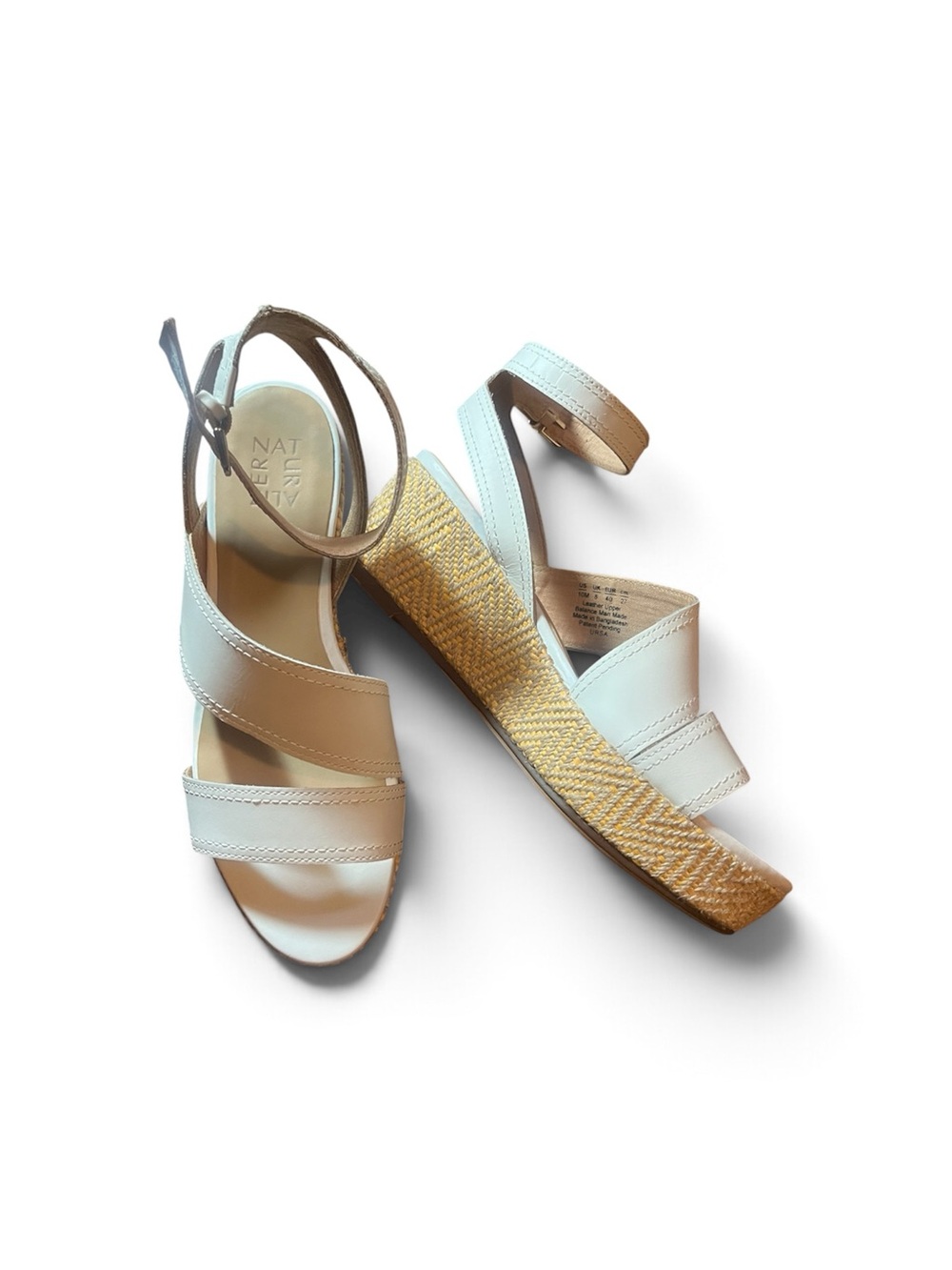 Naturalizer Leather Espadrille Wedge Sandals White Size 10M